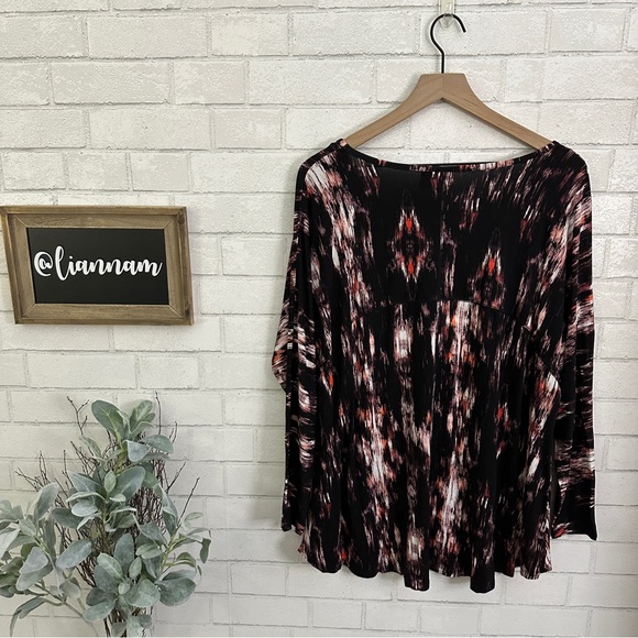 CYNTHIA ROWLEY Black Multi Colored Long Sleeve Top - Picture 6 of 9